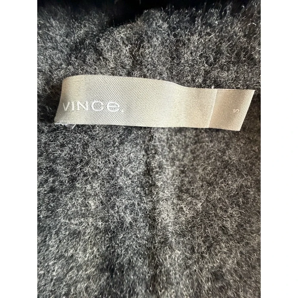 Vince Hooded Wool Open Front Gray Mid-Length Lined Jacket Long Sleeve Size S - Picture 6 of 9